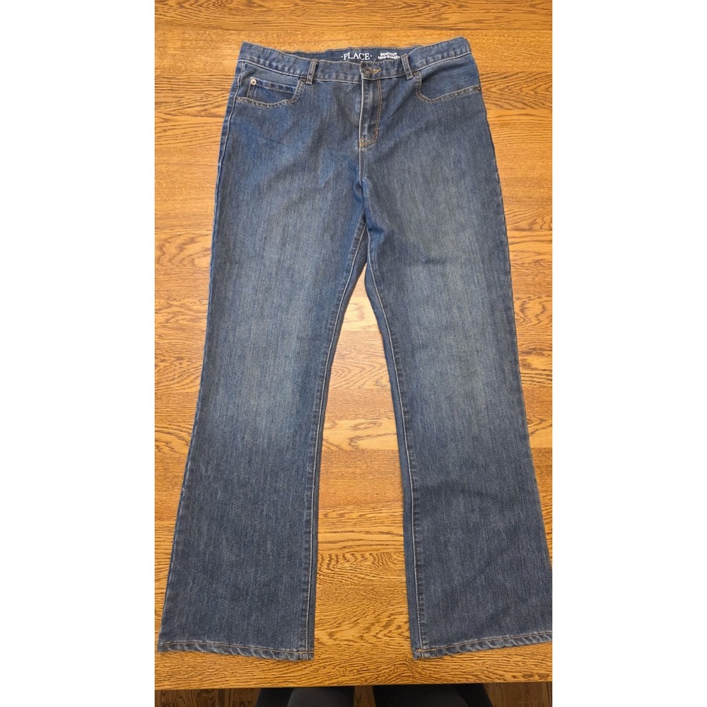 NWT Childrens Place Boys Jeans Size 16 Blue Denim‎ Straight Adjustable Waist - Picture 2 of 13